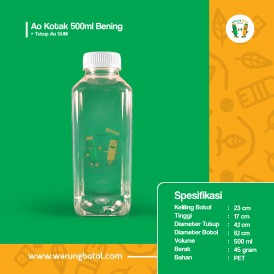 Foto Botol Ao Kotak 500 ml Bening