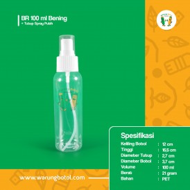 Foto Botol BR 100 ml Bening - Tutup Spray Putih