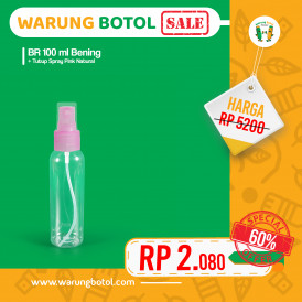 Foto (SALE) Botol BR 100 ml Bening - Tutup Spray Pink